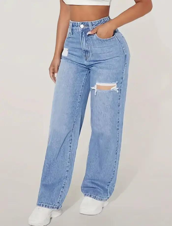 Jean déchiré délavé pour femmes, nouvelle personnalité de la mode quatre saisons pour faire vieux De