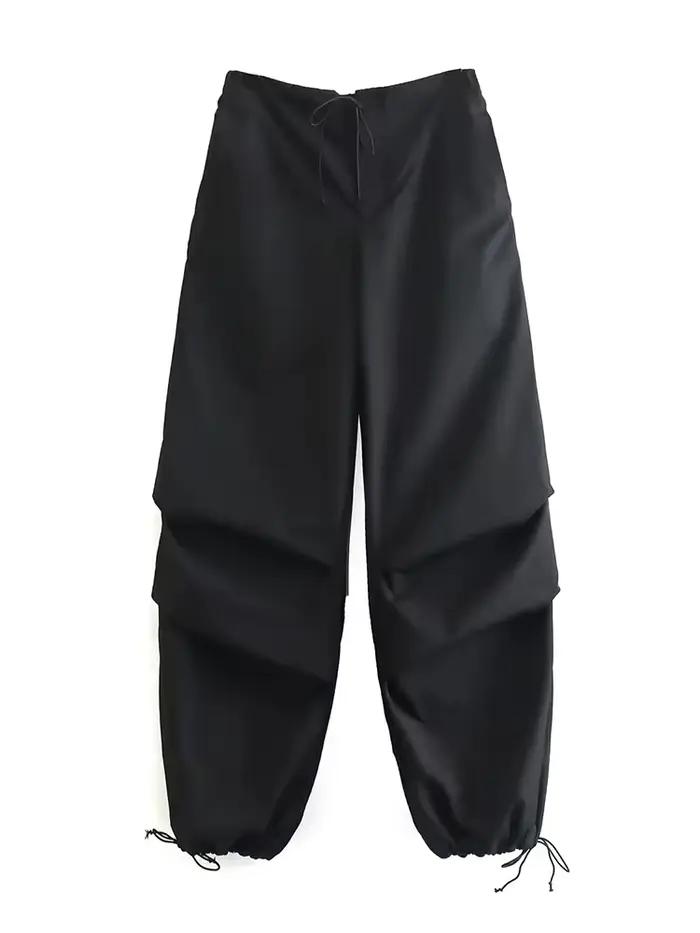 Pantalon Cargo Décontracté pour Femme, Mode Vintage Chic, Solide, Proximité, Wstring Parachute, FJY2