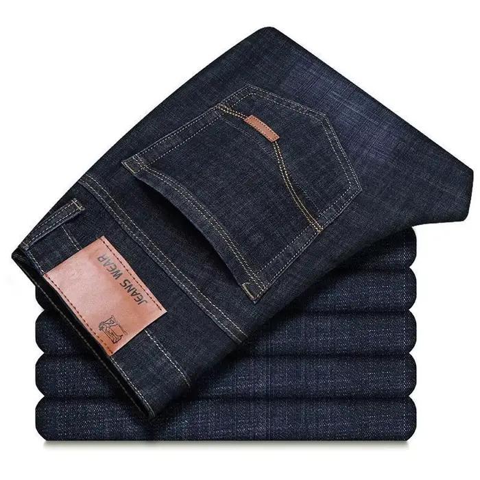 Jean homme décontracté droit Stretch mode classique bleu noir travail Denim pantalon homme marque vê