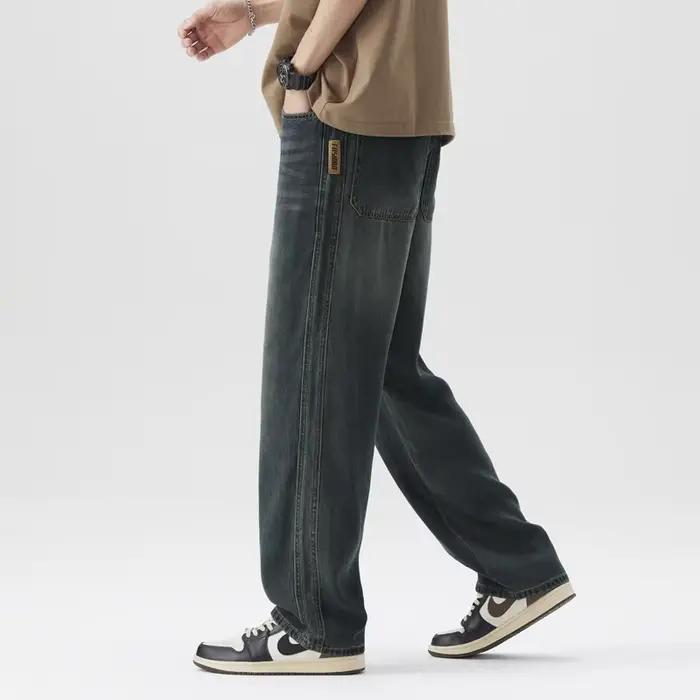 Jean ample respirant en Lyocell de bonne qualité pour homme – Pantalon en denim élastique et confort