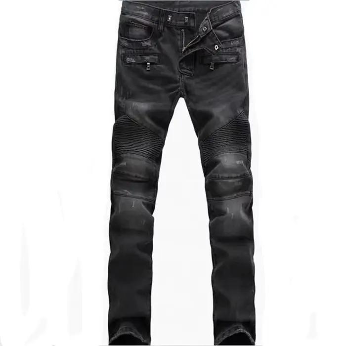Jeans droits de motard de moto pour hommes, pantalons en denim décontractés, surintendant, streetwea