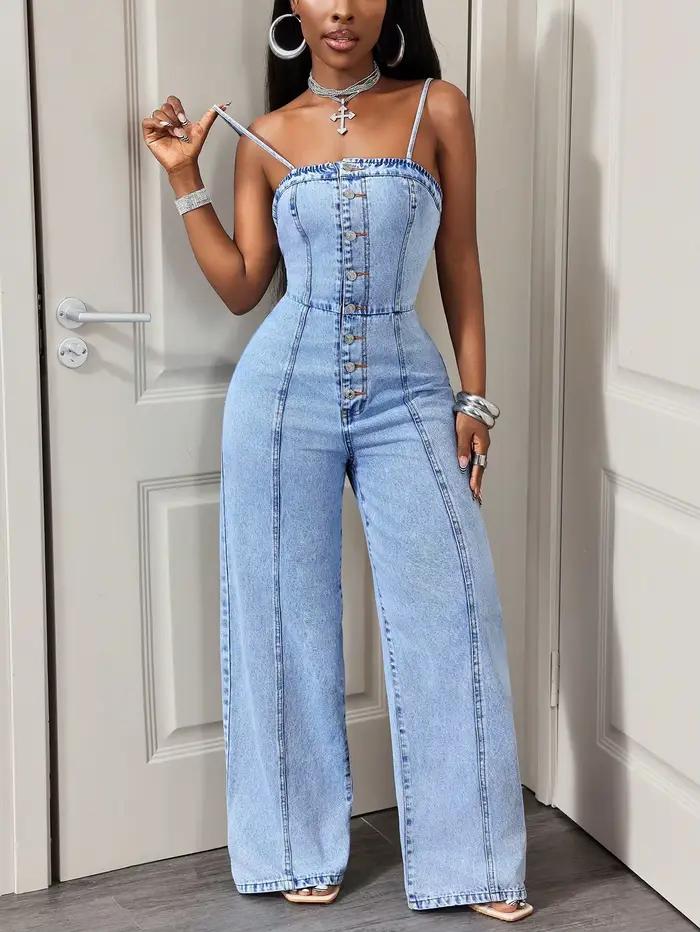 Combinaisons en jean pour femmes, salopettes vintage sans dos, sans manches, délavées, style streetw
