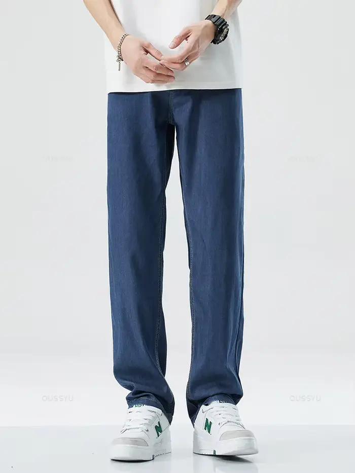 Jeans pour hommes en tissu Lyocell, vêtements de marque de haute qualité, pantalons en Denim droits