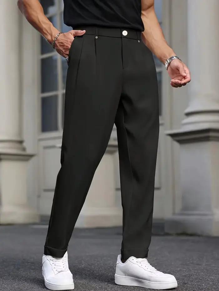 Pantalon décontracté à jambe droite pour homme Bizformal, style rétro britannique, polyvalent, noir,
