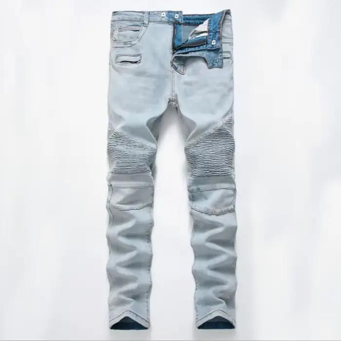 Jeans droits de motard de moto pour hommes, pantalons en denim décontractés, surintendant, streetwea