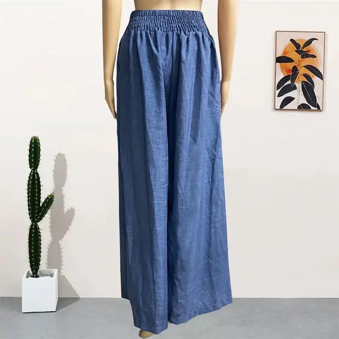 Pantalon taille haute à jambes larges