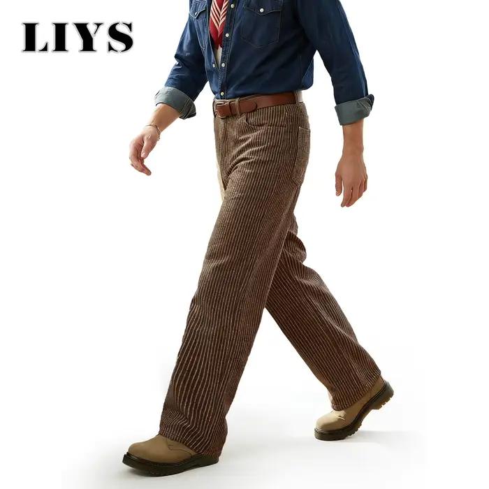 LIYS Jeans à rayures verticales jacquard style japonais et coréen