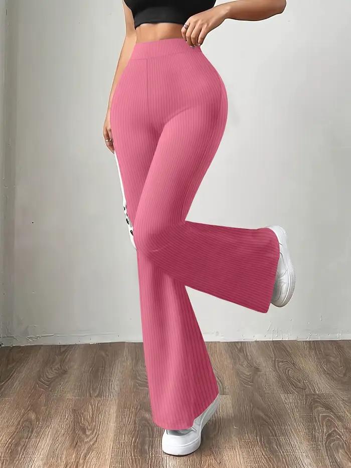 Pantalon évasé côtelé taille haute pour femme