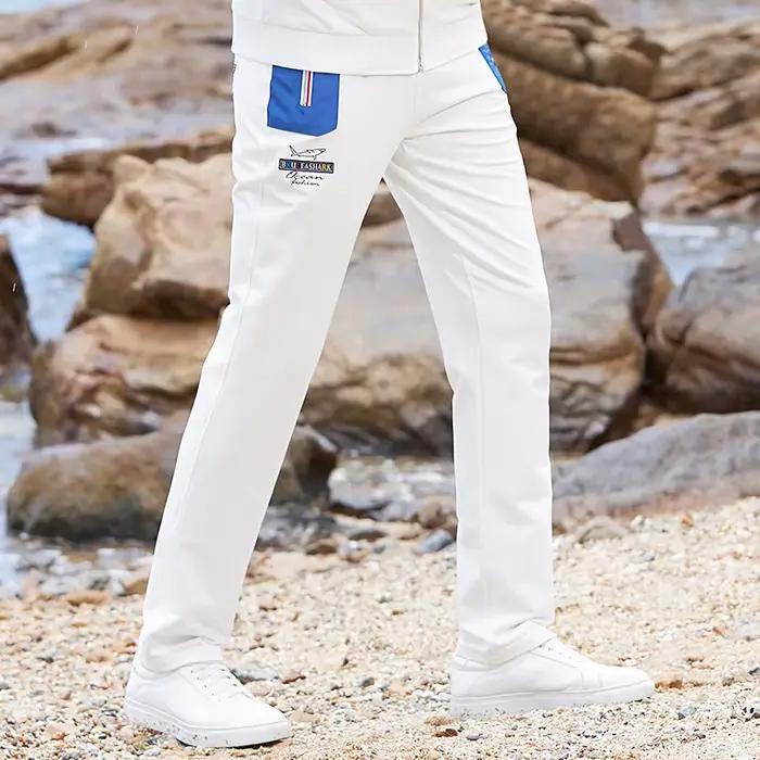 Pantalon de Sport en Coton Bruce & Shark Blanc Taille Élastique Hommes Vêtements d'Entraînement Décontractés Mode Toutes Saisons Occasions Spéciales