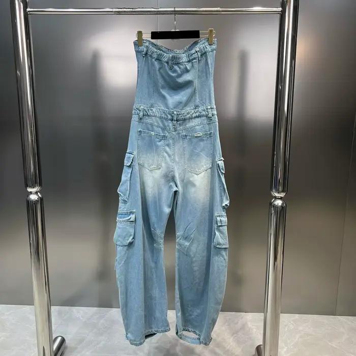 Getspring-Combinaison en jean sans bretelles pour femme