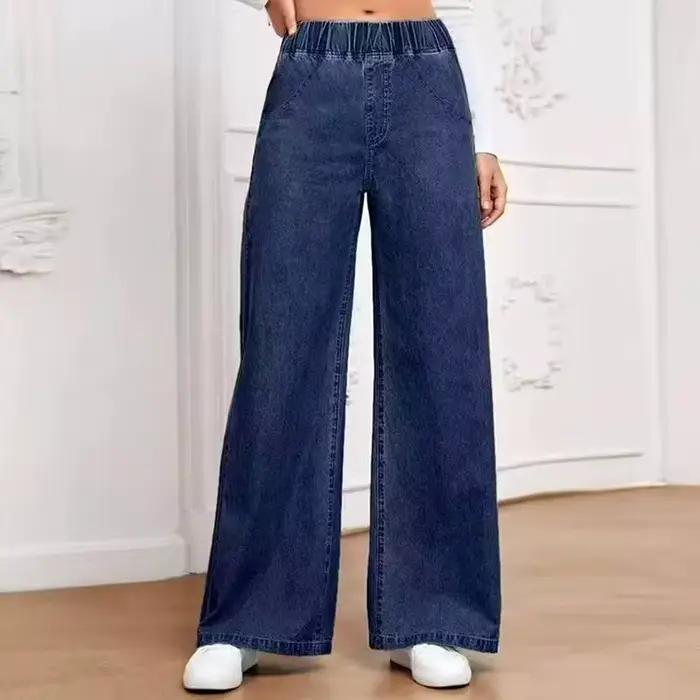 Jean ample taille haute coupe droite pour femme – Nouvelle collection automne-hiver – Pantalon large grande