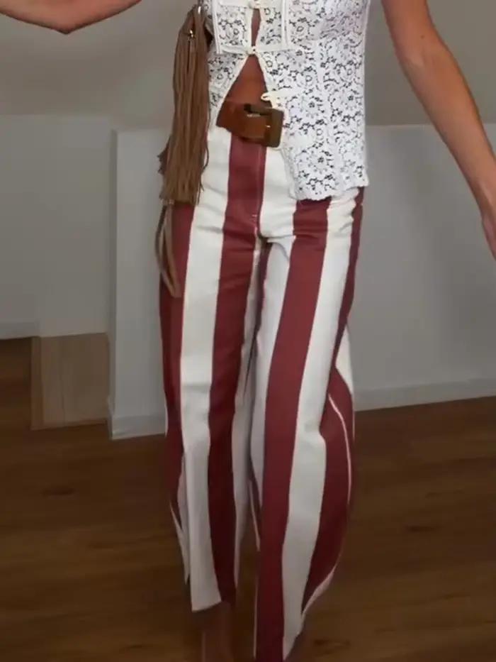 Jean rayé multicolore pour femme