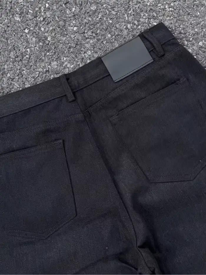 Jean micro-évasé délavé style rétro américain avec boucle