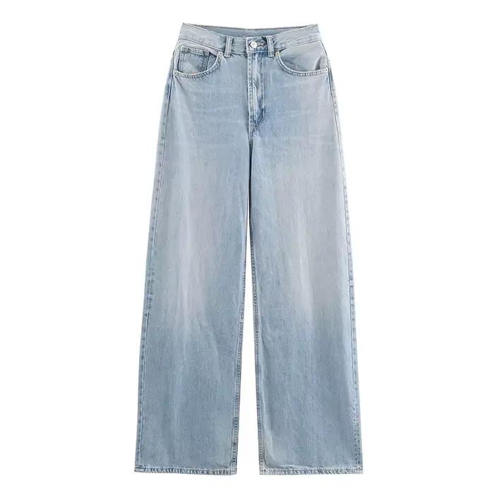 Jean taille haute à jambes larges pour femmes