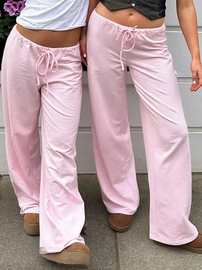 Pantalon rayé mode coréenne Streetwear femmes pantalons à lacets