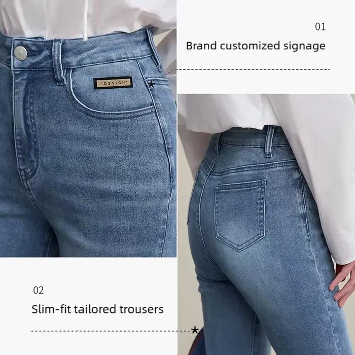 Amii jean évasé printemps 2026 nouveau Style de banlieue décontracté polyvalent femmes pantalon couleur unie Denim