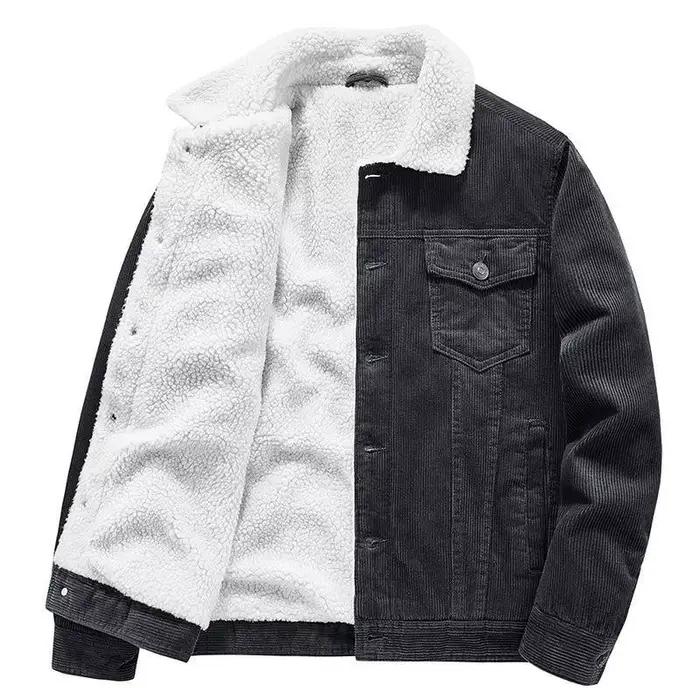 Veste en velours côtelé à boutonnage simple pour hommes
