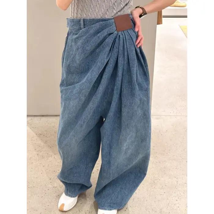 Pantalon en Denim américain à jambes larges pour femmes