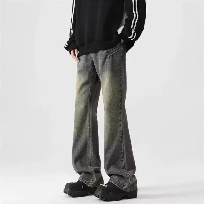 Nouveau Jean Large Dégradé Effet Vieilli 2026 pour Homme – Pantalon en Denim Ample et Fluide Style Hip Hop Y2K Streetwear Coupe Droite