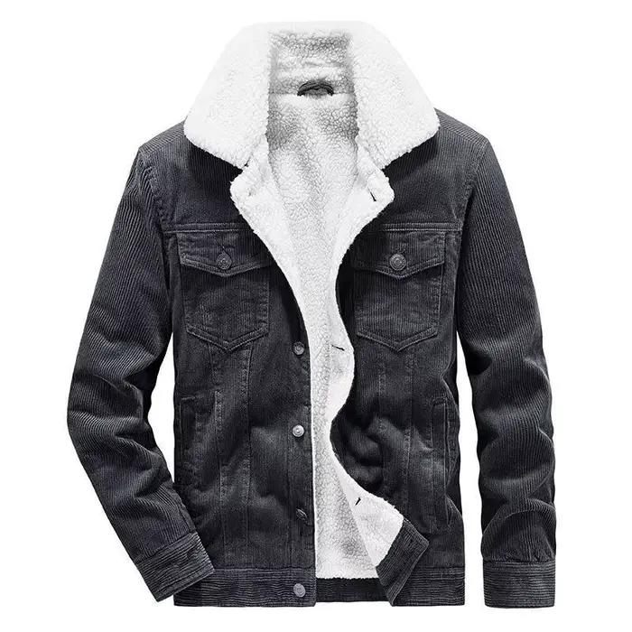 Veste en velours côtelé à boutonnage simple pour hommes
