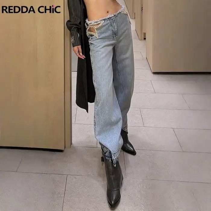 Jean droit ReddaChic à étoiles en strass