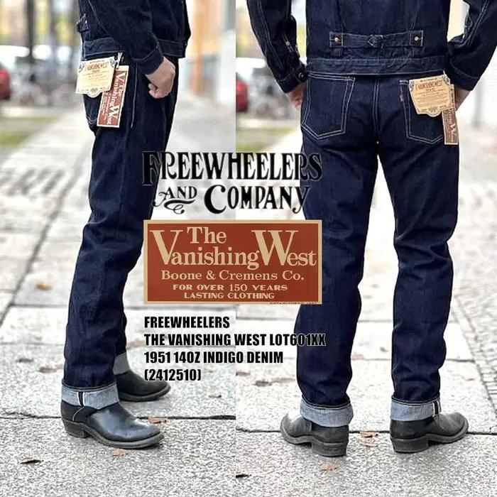 FREEWHEELERS 601XX 1951, cinq sacs de jeans vintage indigo de 14 oz
