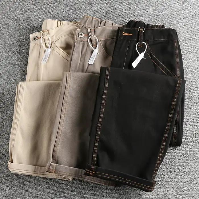 Jean à Jambes Droites et artificiel astique en Coton Délavé pour Homme