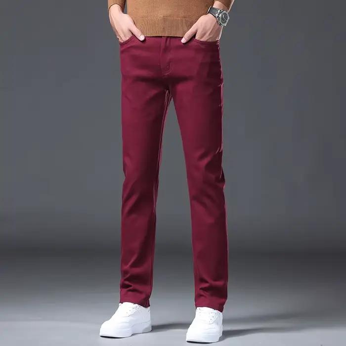 Pantalon en denim droit ArmyGreen pour hommes, style décontracté, adaptable aux saisons printemps et automne, pour les occasions quotidiennes