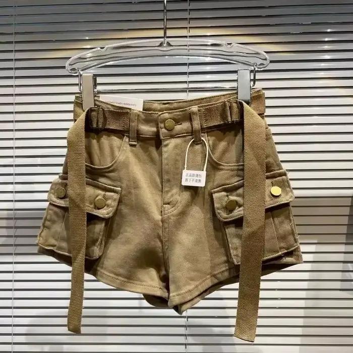 Short Cargo en Denim kaki pour femme Y2K 2025