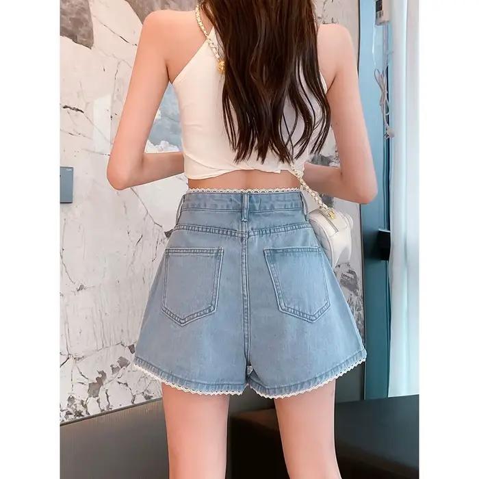 Pantalon court en Denim bleu pour femmes