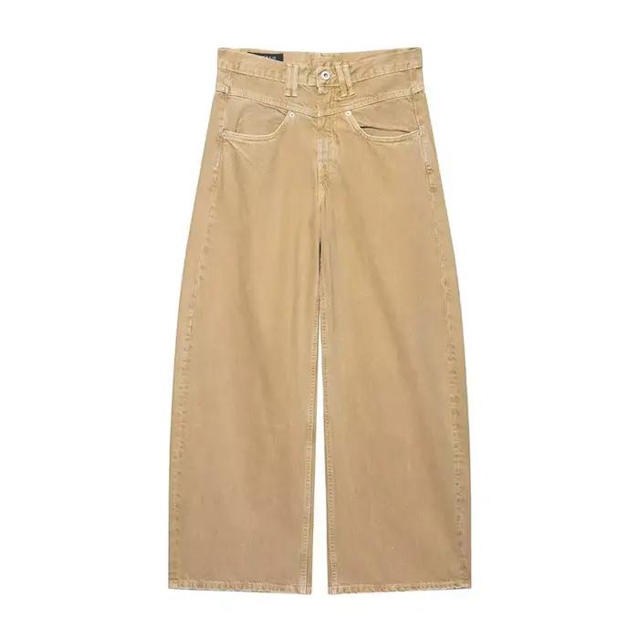 Jean décontracté vintage polyvalent coupe ample en polyester