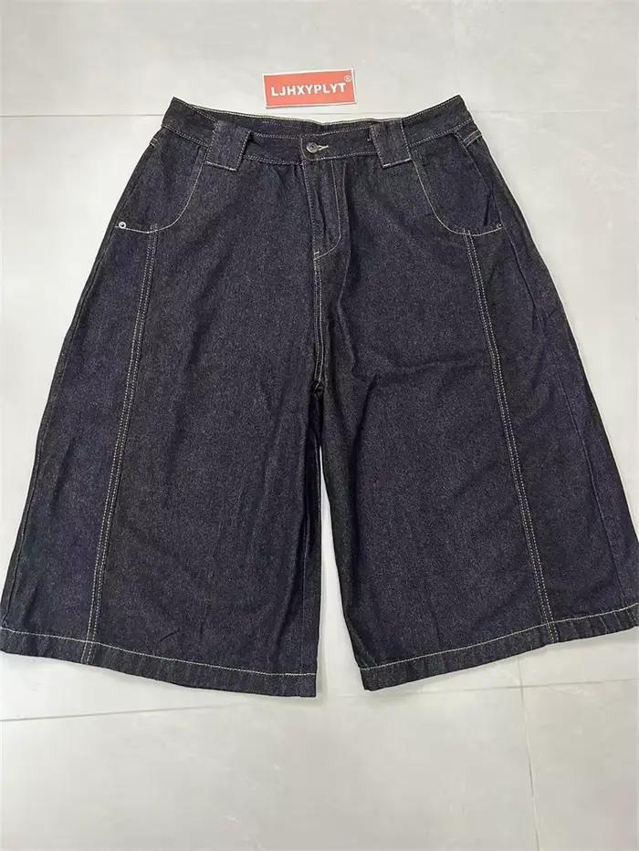 Shorts en jean baggy vintage pour homme coupe large taille haute style décontracté été shopping loisirs
