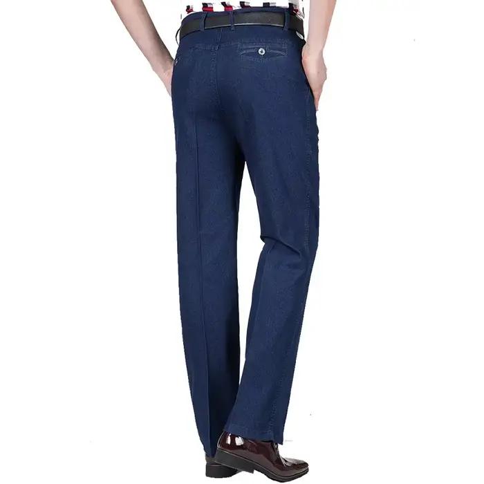 Jeans d'affaires élastiques taille haute pour hommes, jeans décontractés FJMens, grande taille 29-40, automne et hiver