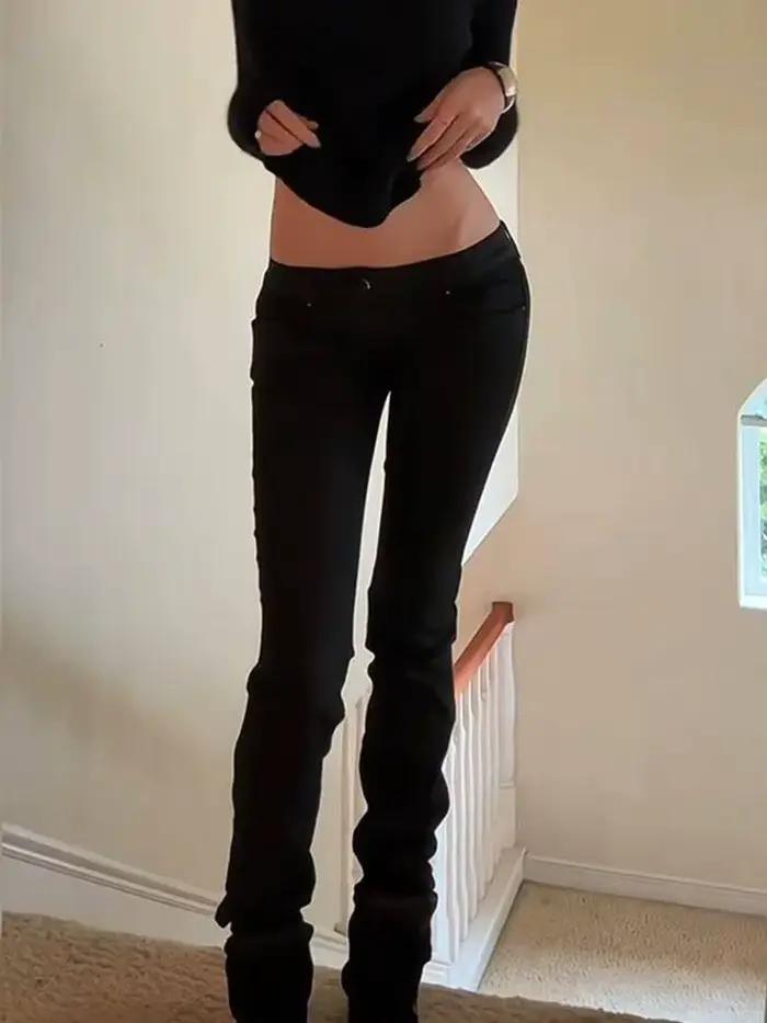 Pantalon en jean taille basse pour femme