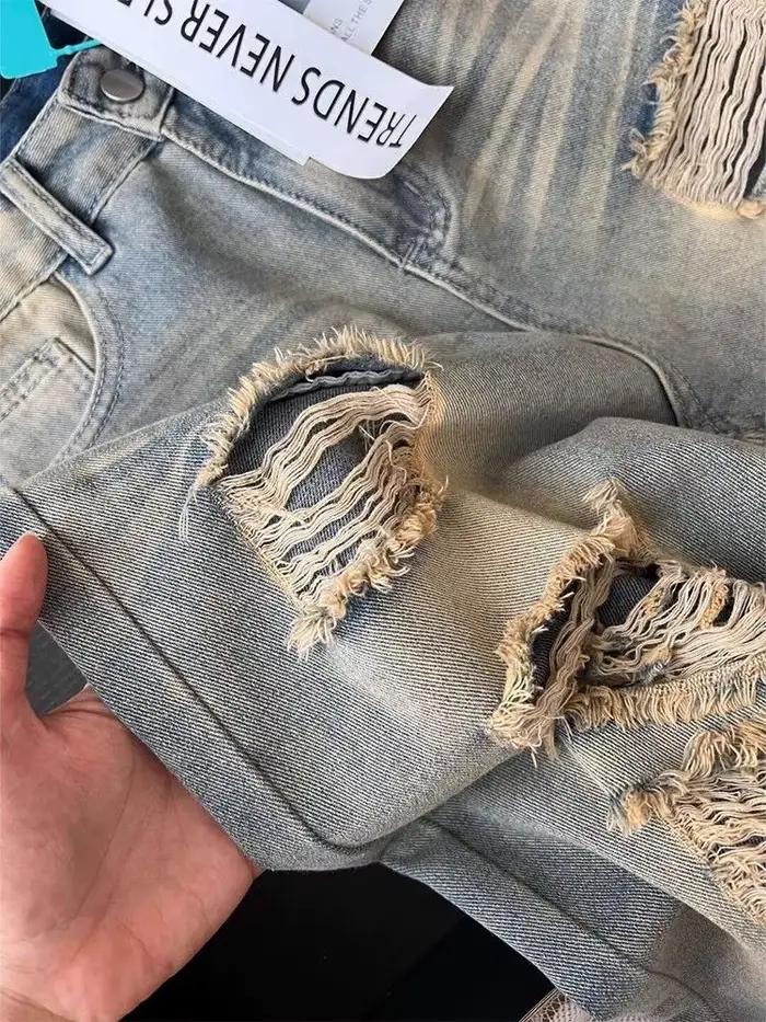 Jean droit délavé style rétro américain pour femme – Nouvelle tendance estivale