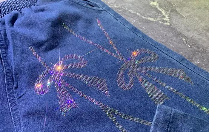 Ensemble 2 pièces en Denim à manches courtes pour femmes