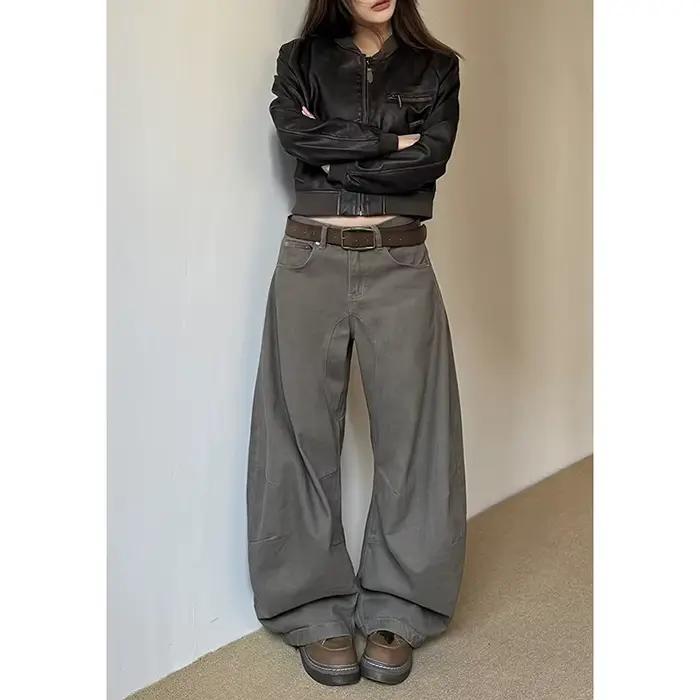 Pantalon en jean Camel taille haute pour femmes