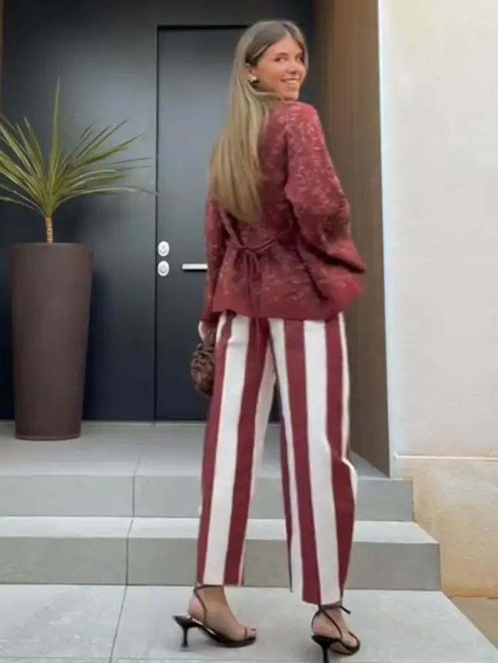 Jean rayé multicolore pour femme