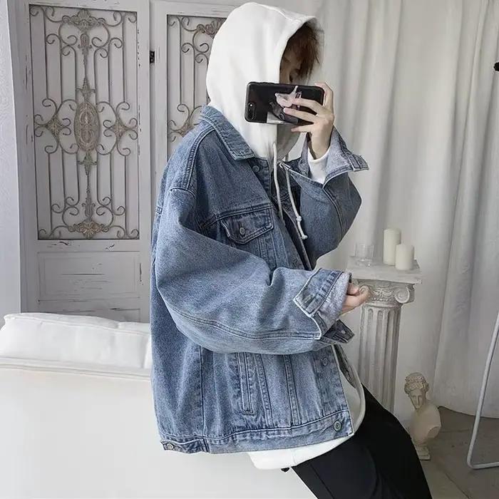 Imprimés Style Vintage Denim Jacket Men Korean adt Casual Wash Button Down Jean CombFemale M-2XL Spring Autumn New