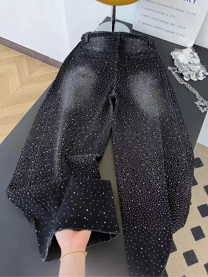 Jean en denim scintillant à strass pour femme