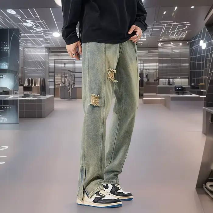 Jean d'été taille moyenne à jambes droites pour hommes