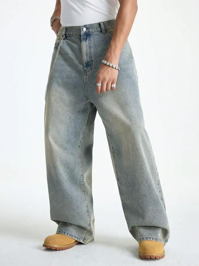Manfinity EMRG Jean ample rétro délavé bleu clair pour homme
