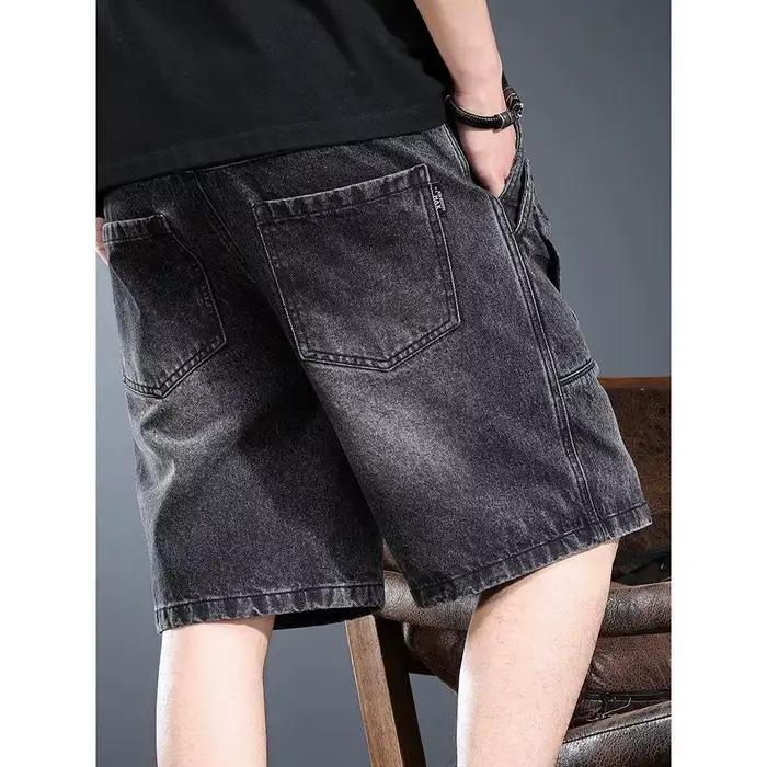 Shorts en jean délavé rétro-américain pour hommes, style décontracté, pantalon cargo à cinq points, adapté pour l'été et les journées quotidiennes