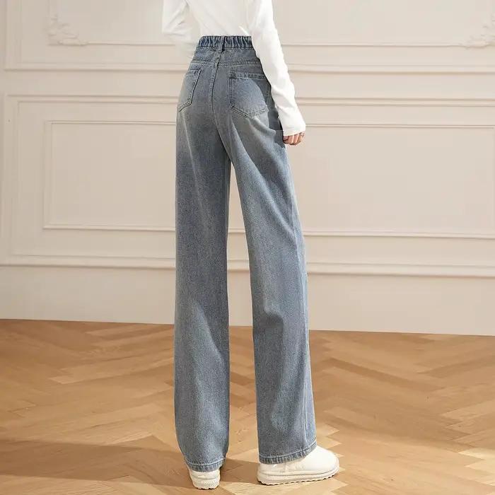 LOUIS YAO 2025 printemps et automne taille haute clou perle épais jean à la mode droit un bouton femmes pantalons décontractés