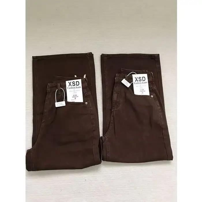 Jean à jambes droites café rétro américain pour femme