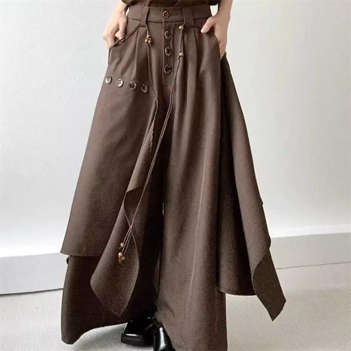 Fanan 2026 Nouvelle Collection Automne – Pantalon Jupe Irrégulier à Boutons