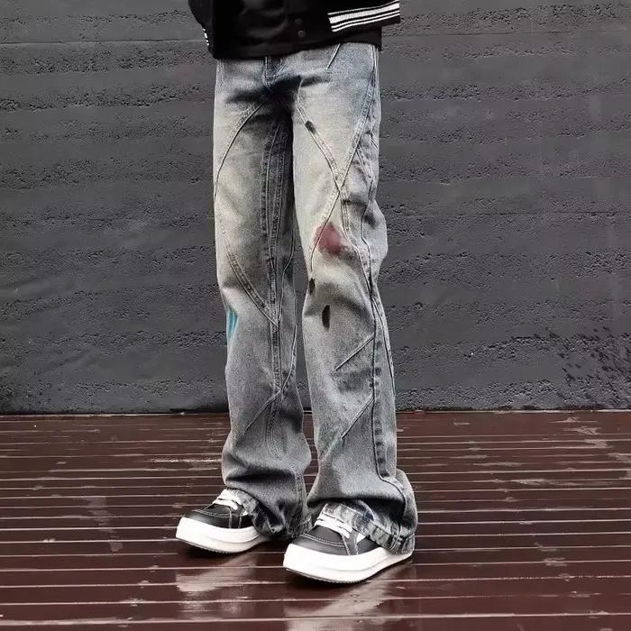 Jean Vintage imprimé Graffiti pour hommes, Hip Hop, mode, Baggy, pantalon en Denim, Harajuku Y2K, Streetwear, nouvelle collection 2025