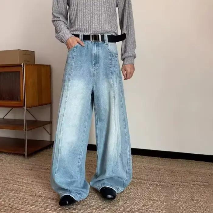 Nouveau Jean Vintage Délavé à Rayures Latérales pour Homme 2026 – Style Y2K Streetwear