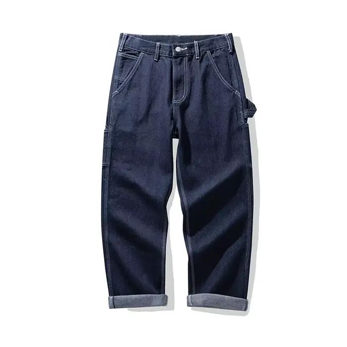 Jean homme rétro ferroviaire haute qualité denim dense style safari pantalon cargo multi poches printemps automne