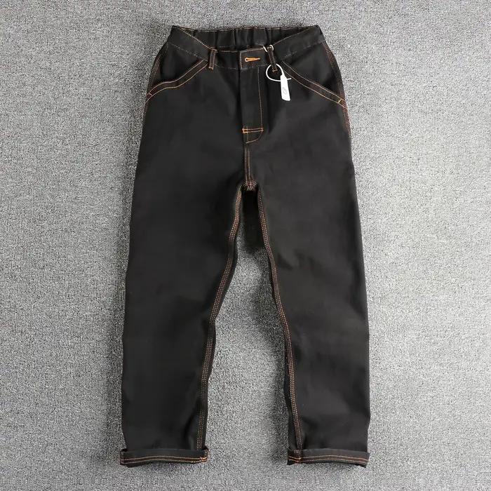 Jean à Jambes Droites et artificiel astique en Coton Délavé pour Homme